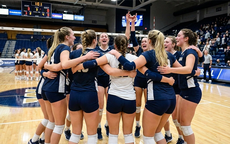 Squadra di pallavolo femminile festeggia una vittoria netta