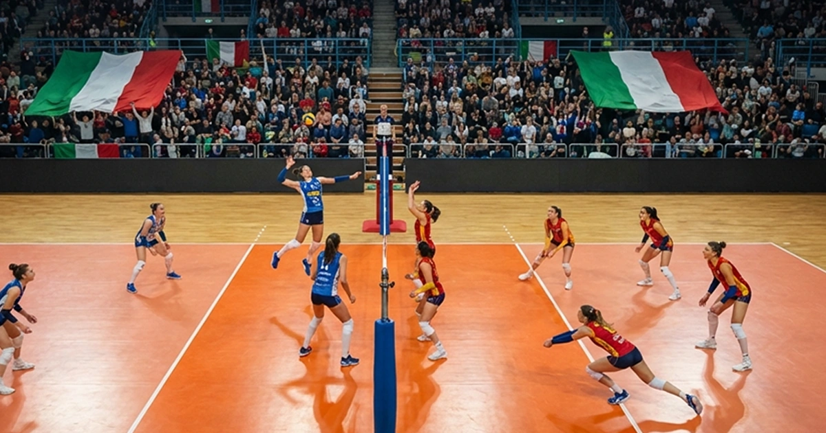 Campo da pallavolo indoor durante una partita di Serie A1 Femminile