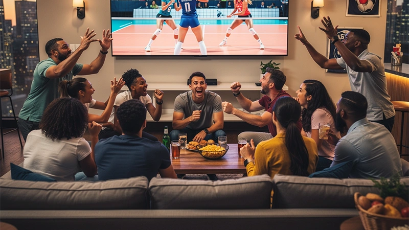Tifosi seguono una partita di pallavolo femminile in diretta