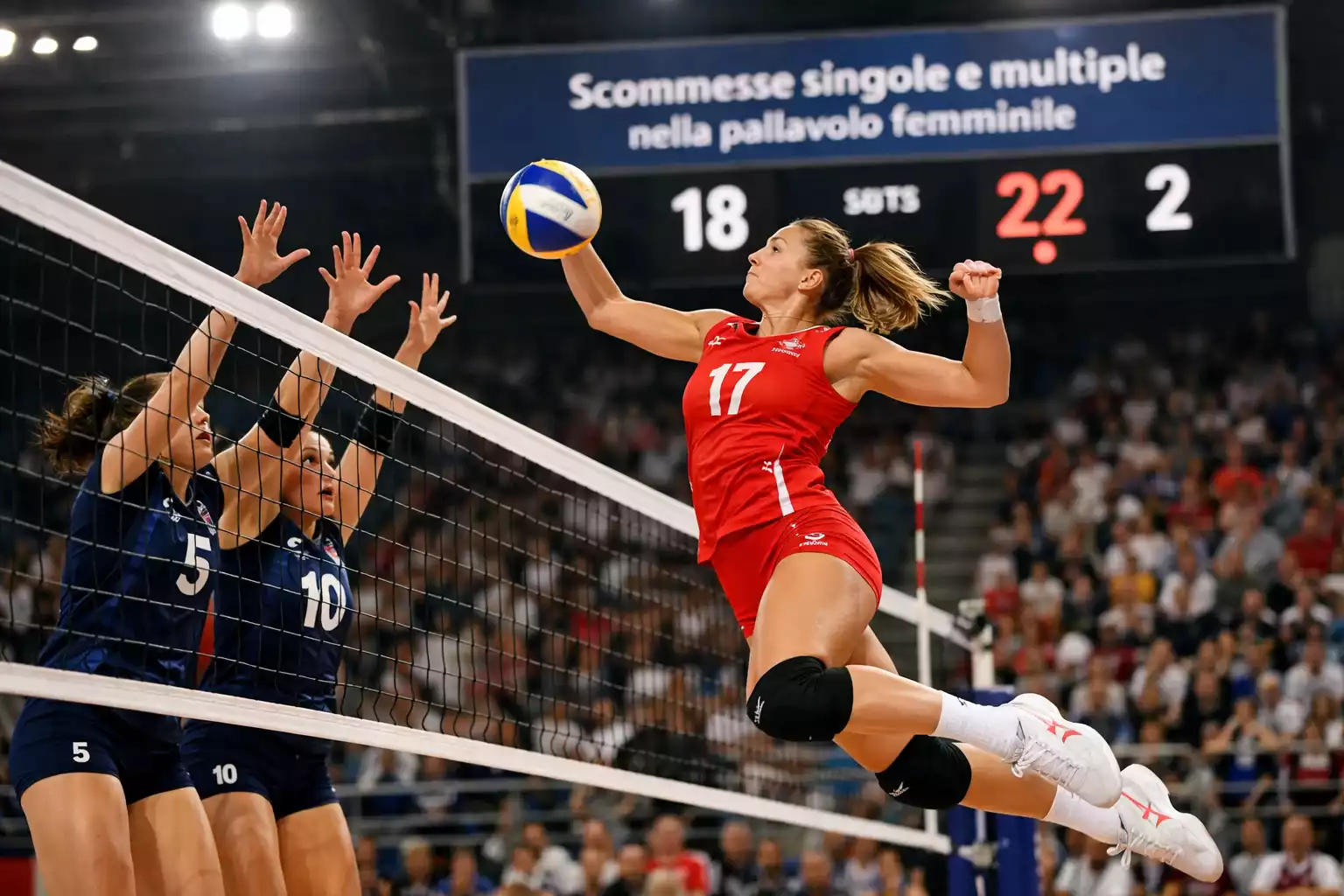 Giocatrice di pallavolo femminile in azione durante una partita di Serie A1